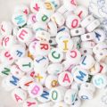 100/Pcs white Mix Letters' Alphabet Beads for Art and Craft & DIY Jewelry Making. 