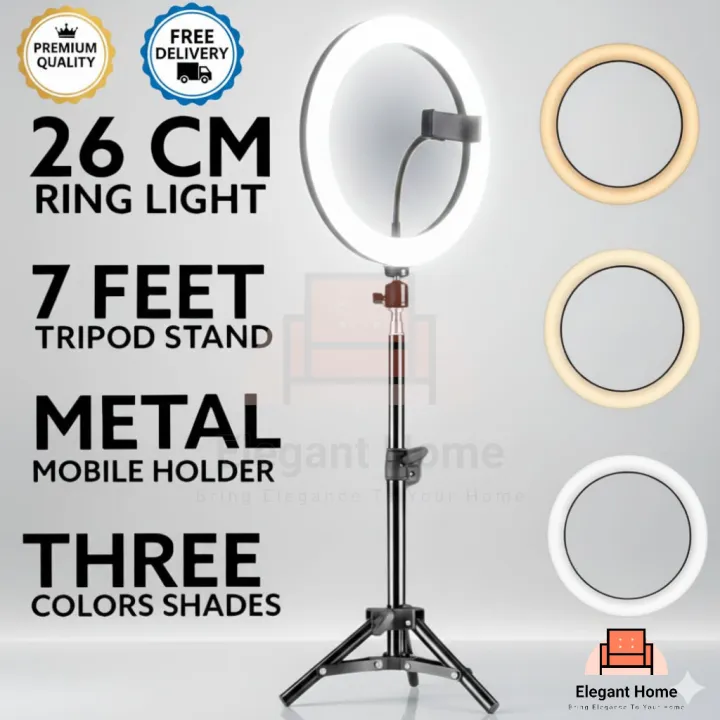 26CM Selfie LED Ring Light Feet Tripod Stand Mobile Phone