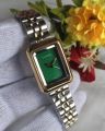 Channel Gold-Tone Rectangle Watch - Swiss-Made Luxury Timepiece with Dual-Tone Bracelet for Women. 