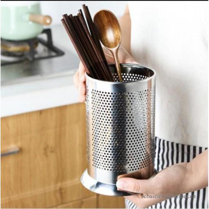 Spoon Stand For Kitchen | Plastic Cutlery Holder Stainless Steel Spoons/Forks/Knives Holding Round Shape Jar Stand for kitchen Cutlery Holder  Organizer Stand