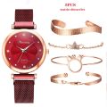 Bracelet Watches Set Women Watches Ladies Wrist Watch With Bracelet Set Magnet Buckle Quartz Watches. 