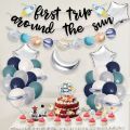 58PCS Solar System Party Balloons Set Space First Trip Around The Sun Decorations Birthday Banner Solar System 1st Birthday Decorations Boy First Trip Around The Sun Cake Topper Galaxy Party Supplies Set. 