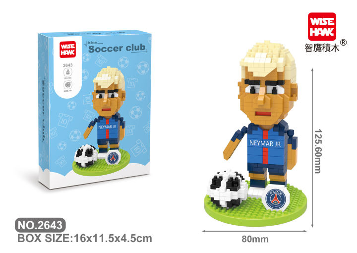 Wise hawk 2574-2645 Micro Particle Assembled Building Block Toys Football Series Star Player Decoration Children's Gift