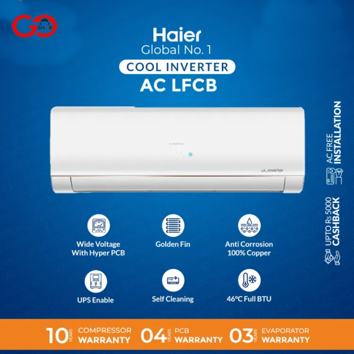 Haier Air Conditioner DC Inverter 1 Ton HSU-12LF - 65% Energy Saving – Cool only Inverter – White