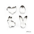 4pcs/set Stainless Steel Easter Cookie Cutter Biscuits Easter Egg Rabbit Cookie Stamps Bakeware Fondant Cutter Mold For Baking. 