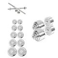 Set of 12 - 1 ft Dumbbells Rod and 30 KG Chrome Plates Complete Home Gym Set. 
