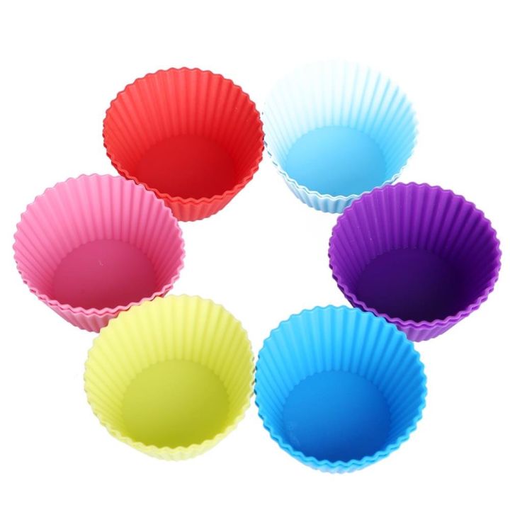 6PCS Silicone Cake Cupcake Cup Cake Tool Bakeware Baking Silicone Mold  Cupcake Multicolor And Random Design will be Delivered