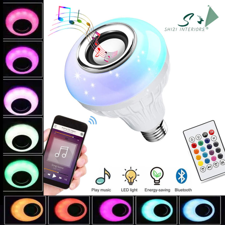 Bluetooth Speaker Bulb Smart LED RGB + Remote Control Wireless Disco Audio Music Multi Color Dimmable Lamp 12W