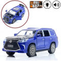 Alloy Model Car Die-Cast Toy for boys Lexus Land Cruiser Prado Size Approx. 5 inch - Light and Music - Blue. 