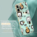 Jizetin (Free Lanyard) for OPPO A73 2020 / OPPO F17  Back Cover Cute Lion Luxury 6D Plating Case Side Pattern Soft Silicone Square Mobile Phone Cases. 