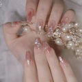 Douyin hand-worn nail art, nail film, French gradient cat's eye, high-quality nail stickers, finished products are detachable. 