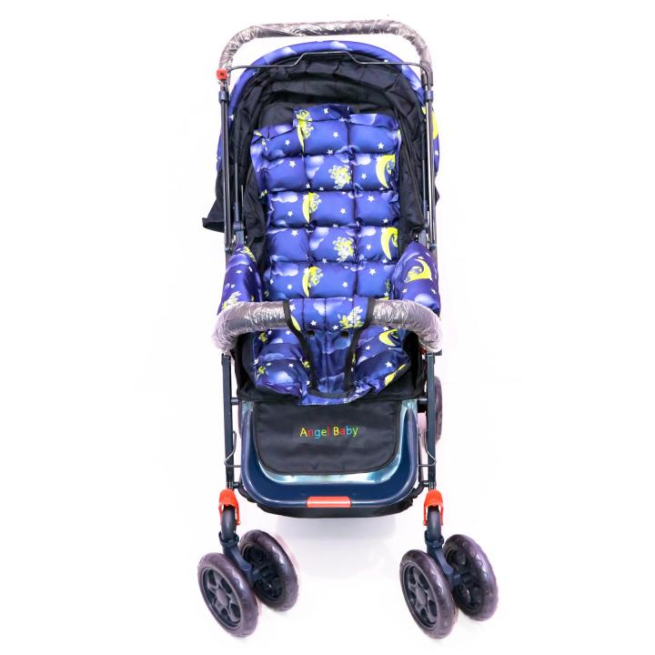4%20Wheeler%20Baby%20Stroller/Pushchair/Transport/Carriage%20%E2%80%93%20Foldable%20-%203%20Steps%20(Seat)%20Seat%20Adjustable%20-%204%20Chrome%20Wheeler%20-%20Colour:%20Orange%20&%20Cream%20-%20Image%205