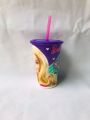 Kids Glass with Straw Cartoon Character Kids Glass Juice Glass for Kids Barbie Spiderman Benten Frozen Juice Glass with Lid & Straw. 