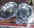 3 Pcs Round Deep Plates Steel Tasra 9 inches 90ml. 