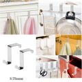 Pack of 2 Stainless Steel  Kitchen Bedroom Washroom Wardrobe Cabinet Drawer Over The Hanging Door Hook Hanger Organizer. 