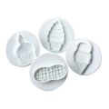 Ice Cream Plunger Fondant and Cookie Cutter 4Pcs Set Plastic. 