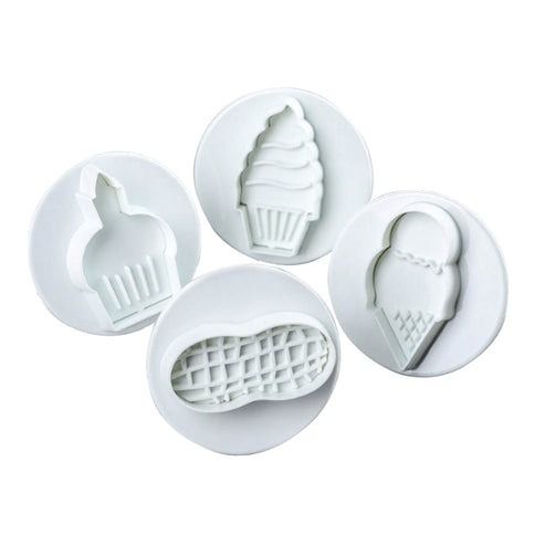 Ice Cream Plunger Fondant and Cookie Cutter 4Pcs Set Plastic