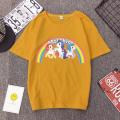 【ALLGOOD】 Korean Fashion Star Ceria Unicorn Rainbow Pony T-Shirt Men And Women Couple Loose Short Sleeve Spring Xia Xin. 
