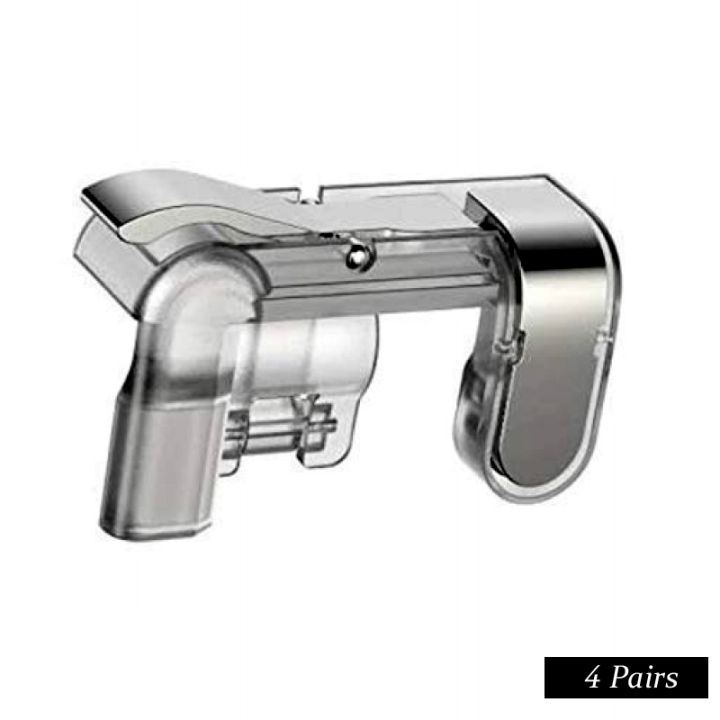 Pack Of 4 Pairs PUBG Mobile Game Controller Triggers L1R1 Game Joysticks Transparent (Metal)