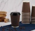 Disposable Stylish Printed Ripple Coffee Cups with Lid/Cover 50 packs. 