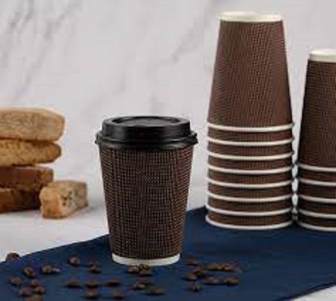 Disposable Stylish Printed Ripple Coffee Cups with Lid/Cover 50 packs