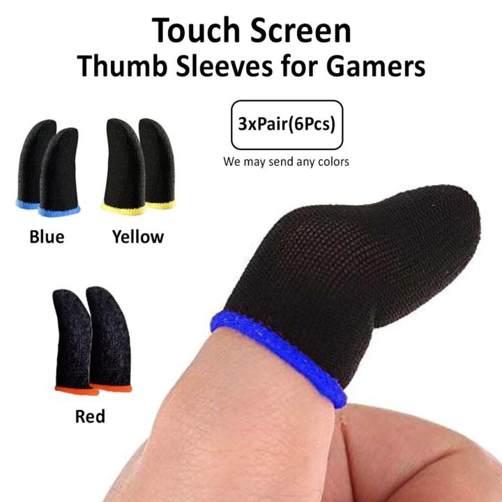3 Pairs (6Pcs) of Finger Gloves for Thumb Gloves Pubg Free Fire Finger Sleeves Accessories Controller For Pubg Mobile Trigger Triger gamepad Free Size Fits All