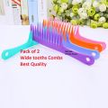 Wide Tooth Comb Pack of 2 Wet Hair Tangling Big Tooth Plastic Comb Curly Hair Comb Hairbrush. 
