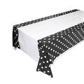BLACK POLKA DOT THEME TABLE COVER ( 108 CM X 180 CM ). 