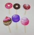 CANDY THEME CUPCAKE TOPPER - PACK OF 12 CUPCAKE TOPPERS - CANDY CUPCAKE TOPPERS. 