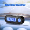 Mini Electronic Clock Time Watch Auto Dashboard Clocks Luminous Thermometer Black Digital Display Car Accessories. 