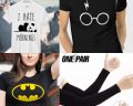 Pack of 3 Printed Summer Half Sleeves T-Shirts and 1 pair Arm sleeves (Arm Muffs) for girls and Women 039. 