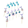 Mermaid Cupcake Toppers - 2.5 Inch - Mermaid Themed Party - Blue - Girls - Pack Of 10. 