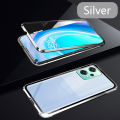 Biruiqu For Oneplus Nord CE 2 Lite 5G Magnetic Absorption Case Metal Frame Shockproof Double Sided Tempered Glass Magnetic Case Cover. 