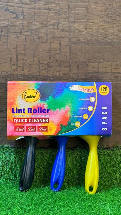 Linten Pack of 3 - Lint Roller Extra Sticky Pet Hair Remover for Clothes -3 Pack Ecnomical Pack