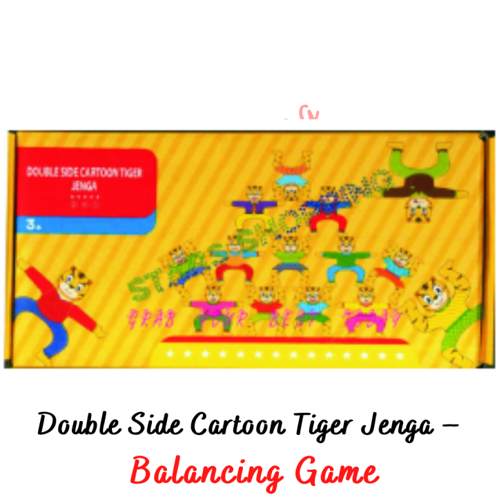 Double Side Cartoon Tiger Jenga – Balancing Game / Wooden Craft