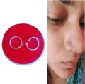 Pure Silver (chandi) Non Piercing Nose Ring with Two Side Bol End For Women. 