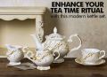 RoyalDine's Exclusive 15 Pieces Coffee/Tea Set (MATERIAL CERAMIC) Exquisite Tea Set For Tea Lovers. Elegant Tea Serving Set Marble Design.Vintage Black & White Teaset.. 
