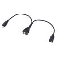 OTG Power Splitter Y Cable Micro USB Male to USB A Male Female Adapter Cord. 