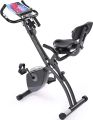 Folding Exercise Bikes  3-in-1 X-Bike Indoor Portable Exercise Bikes, Sturdy Foldable Stationary Bike with Automatic Springback Arm Resistance Band and Backrest, 10-Level Resistance for Men, Women and Seniors. 