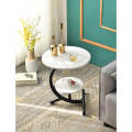 Nordic Marble Coffee Table: Modern Double-Layer Round Tea Table for Elegant Living Rooms". 