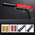 Glock Soft Bullet Toy Gun Shell Ejection Foam Darts Blaster Toy Gun Manual Airsoft Gun With Silencer For Kid Adult. 