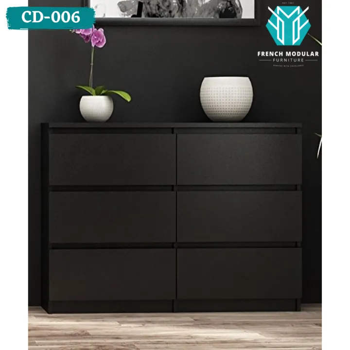 CD-006%20-%20Oak%20Wood%206%20Drawers%20Handleless%20Chester%20Black%20&%20White%20Polish%20Finish%20Jewelry%20Cosmetics%20Organizer%20Storage%20Chest%20Of%20Drawer%20Living%20Room%20Storage%20Bedroom%20Cabinet%20-%20Image%202