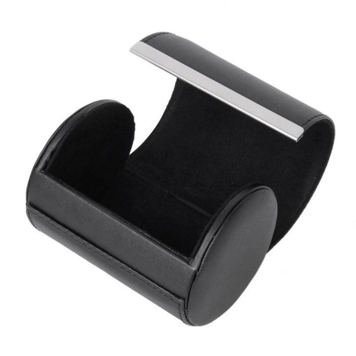Black Necktie Neck Tie Storage Case Travel Gift Box Cylinder Shape