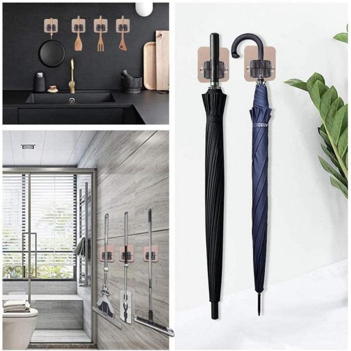 Free Punch Mop Rack Mop Hook Strong Viscose Wall Hanging Mop Clip Storage Broom Card Holder Hanger