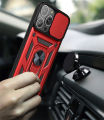 iPhone 13 Pro Max Phone Case, Military-Grade Push Window Cover Ring Stand Hard Anti-Fall Casing. 