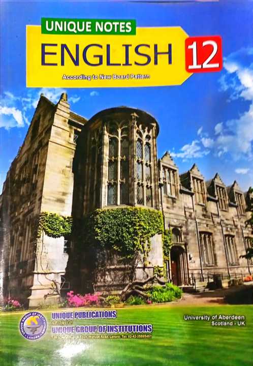 UNIQUE NOTES ENGLISH 12 UNIQUE PUBLICATIONS