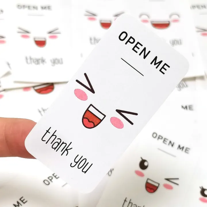 40-100pcs%203x6cm%20OPEN%20ME%20Cute%20Smiley%20Emoji%20Thank%20You%20Stickers%20For%20Small%20Business%20Commodities%20Package%20Decoration%20Sealing%20Labels%20-%20Image%204