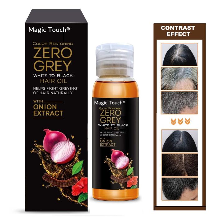 Magic Touch Zero Grey 120ml Color Restoring White to Black Hair Oil | Anti Greying Hair Serum with Onion Extract