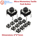 Pack Of 25/50/100 Pieces Momentary Push Button Switches 6x6x5. 