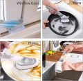 2 in 1 Replaceable Cleaning Brush With 1 Sponge Heads and 1 Brush For Kitchen, Sink, Bathroom, Automatically add Cleaner Decontamination Wok Brush Cleaning Brush. 